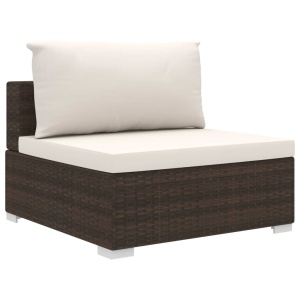 Set mobilier de grădină cu perne, 6 piese, maro, poliratan - Img 8