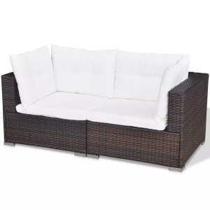 Set mobilier de grădină cu perne, 6 piese, maro, poliratan - Img 11
