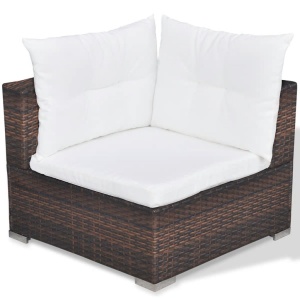 Set mobilier de grădină cu perne, 6 piese, maro, poliratan - Img 12