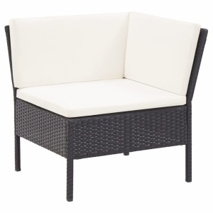 Set mobilier de grădină cu perne, 6 piese, negru, poliratan - Img 5