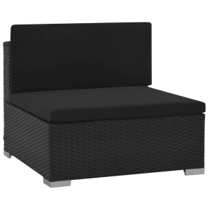 Set mobilier de grădină cu perne, 6 piese, negru, poliratan - Img 5