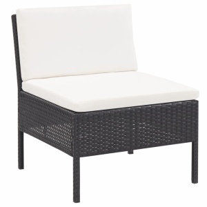 Set mobilier de grădină cu perne, 6 piese, negru, poliratan - Img 9