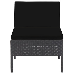 Set mobilier de grădină cu perne, 6 piese, negru, poliratan - Img 10