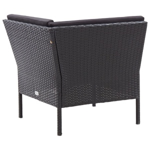 Set mobilier de grădină cu perne, 6 piese, negru, poliratan - Img 12