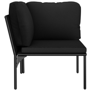 Set mobilier de grădină cu perne, 6 piese, negru, PVC - Img 7