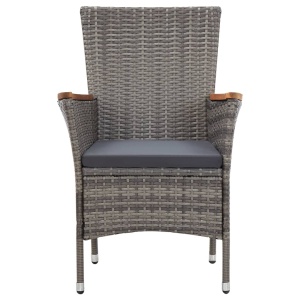 Set mobilier de grădină cu perne, 7 piese, gri, poliratan - Img 6