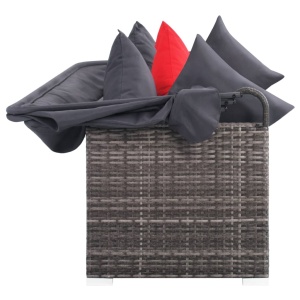 Set mobilier de grădină cu perne, 7 piese, gri, poliratan - Img 5