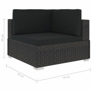 Set mobilier de grădină cu perne, 7 piese, negru, poliratan - Img 7