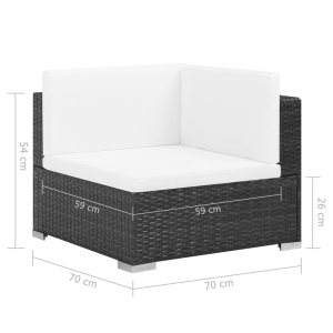 Set mobilier de grădină cu perne, 7 piese, negru, poliratan - Img 7