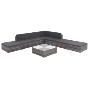 Set mobilier de grădină cu perne, 8 piese, gri, poliratan - Img 3
