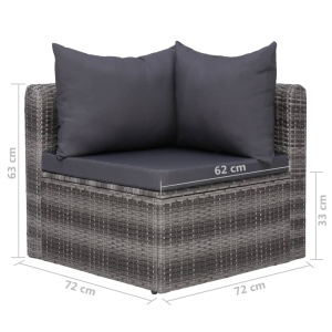 Set mobilier de grădină cu perne, 8 piese, gri, poliratan - Img 7