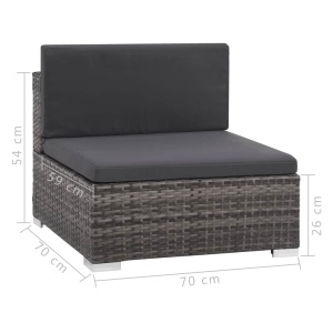 Set mobilier de grădină cu perne, 8 piese, gri, poliratan - Img 11