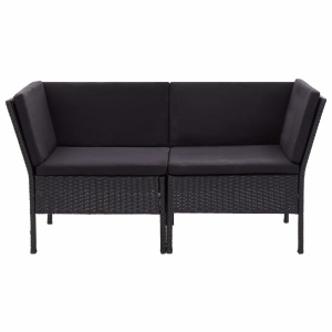 Set mobilier de grădină cu perne, 8 piese, negru, poliratan - Img 4