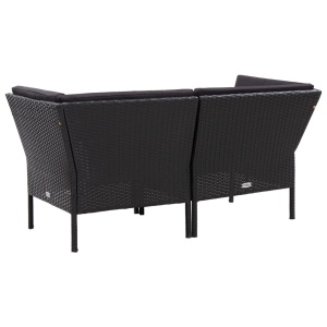Set mobilier de grădină cu perne, 8 piese, negru, poliratan - Img 8