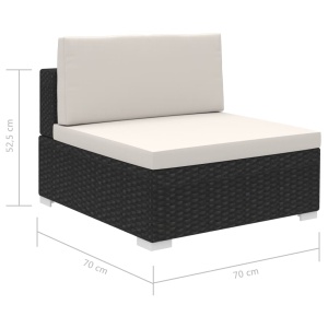 Set mobilier de grădină cu perne, 8 piese, negru, poliratan - Img 7
