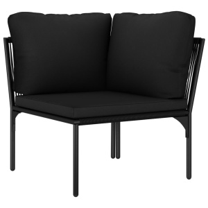 Set mobilier de grădină cu perne, 8 piese, negru, PVC - Img 12