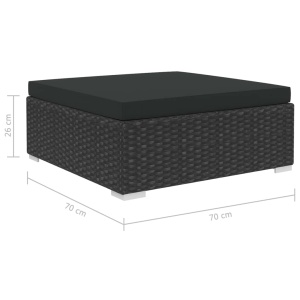 Set mobilier de grădină cu perne, 9 piese, negru, poliratan - Img 11