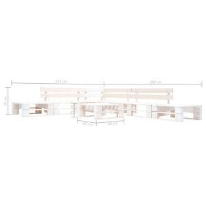 Set mobilier de grădină din paleți, 6 piese, alb, lemn - Img 3