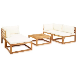 Set mobilier grădină cu perne, 5 piese, lemn masiv acacia - Img 2