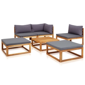 Set mobilier grădină cu perne, 6 piese, lemn masiv acacia - Img 3