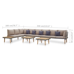 Set mobilier grădină cu perne, 7 piese, lemn masiv de acacia - Img 6