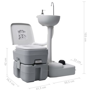 Set suport chiuvetă și toaletă portabilă pentru camping, gri - Img 11