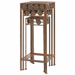 Set suport plante, 3 buc., ruginiu, metal, stil vintage - Img 6