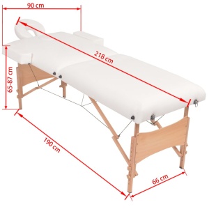 Set taburet și masă masaj pliabilă 2 zone, grosime 10 cm, alb - Img 11