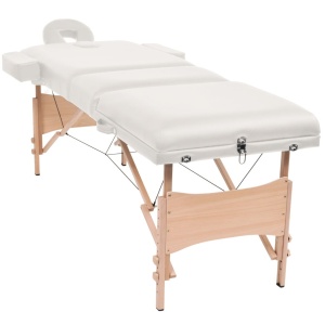 Set taburet și masă masaj pliabilă 3 zone, grosime 10 cm, alb - Img 2
