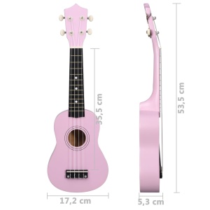 Set ukulele soprano, cu husă, pentru copii, roz, 21" - Img 10