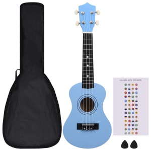 Set ukulele Soprano pentru copii, cu husă, bleu, 21" - Img 2