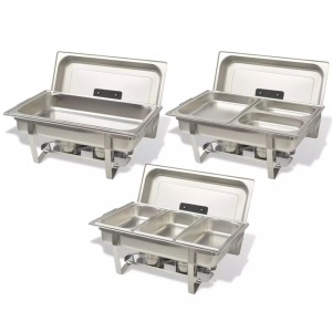 Set vase incălzire mâncare, 3 piese, oțel inoxidabil - Img 3