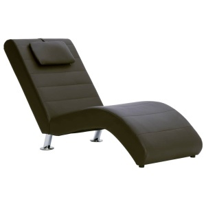 Șezlong cu pernă, maro, piele artificială - Img 2