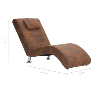 Șezlong cu pernă, maro, piele intoarsă artificială - Img 9