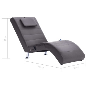 Șezlong de masaj cu pernă, gri, piele artificială - Img 9