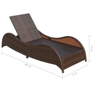 Șezlong de plajă cu pernă, maro, poliratan - Img 5
