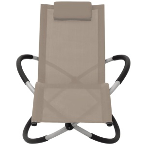 Șezlong geometric de exterior, gri taupe, oțel - Img 2