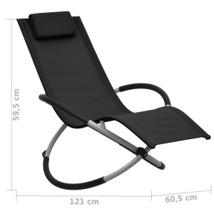Șezlong pentru copii, negru, oțel - Img 5