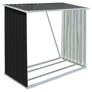 Șopron de lemne de grădină, gri, 163x83x154 cm, oțel galvanizat - Img 2