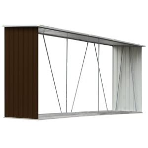 Șopron depozitare lemne, maro, 330x84x152 cm, oțel galvanizat - Img 2