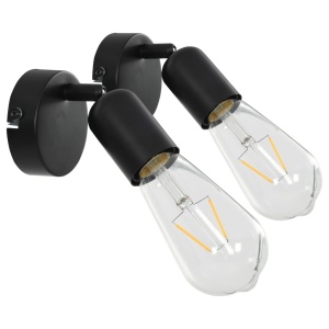 Spoturi luminoase cu becuri filament, 2 buc., negru, 2 W, E27 - Img 2