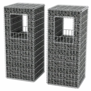 Stâlpi coș gabion/jardiniere din oțel, 2 buc., 50 x 50 x 120 cm - Img 3