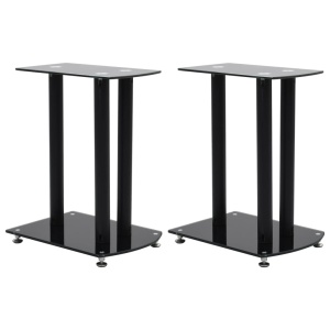 Standuri difuzoare din aluminiu 2 buc. negru, sticlă securizată