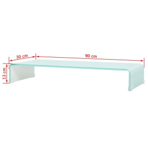 Stativ TV/monitor din sticlă albă, 90 x 30 x 13 cm - Img 5