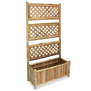 Strat inălțat de grădină cu spalier din bambus, 70 cm