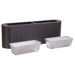 Strat inălțat de grădină negru 120x24x40 cm poliratan - Img 2