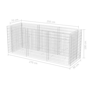 Strat inălțat gabion, 270 x 90 x 100 cm, oțel - Img 5