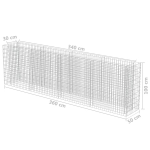 Strat inălțat gabion, 360 x 50 x 100 cm, oțel galvanizat - Img 7