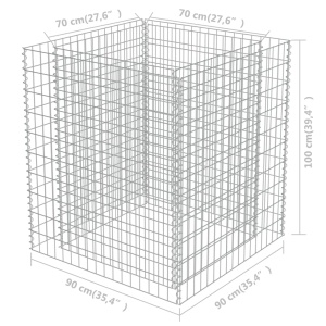 Strat inălțat gabion, 90 x 90 x 100 cm, oțel galvanizat - Img 6
