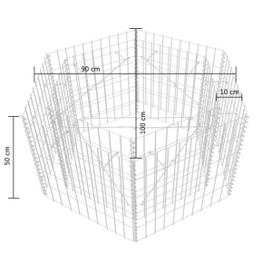 Strat inălțat gabion hexagonal, 100 x 90 x 50 cm - Img 5